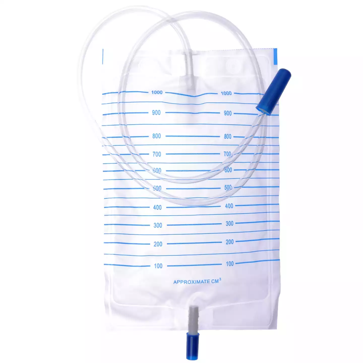 Мочеприемник объемом на 1000мл, с устройством для прикроватного крепления,с прямым сливом содержимого, стерильный