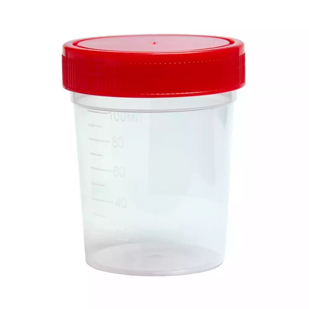 Контейнер 100мл, для взятия биоматериала, стерильный, с завинчающейся крышкой, без шпателя, индивидаульная упаковка