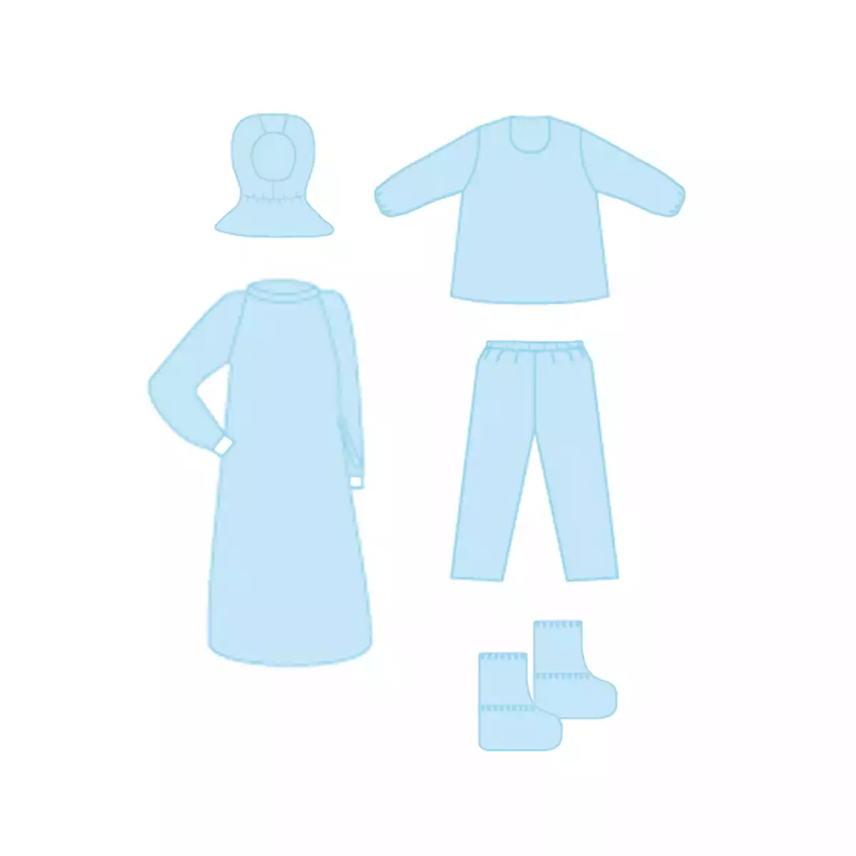 Комплект одежды защитной для врача-инфекциониста № 3, стерильный , 50-52 р-р ( халат, куртка, брюки , шапочка, бахилы)