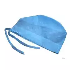 Шапочка-колпак, высота 18см, спанбонд 42г/м2, на завязках, одноразовая, хирургическая, стерильная, цвет голубой